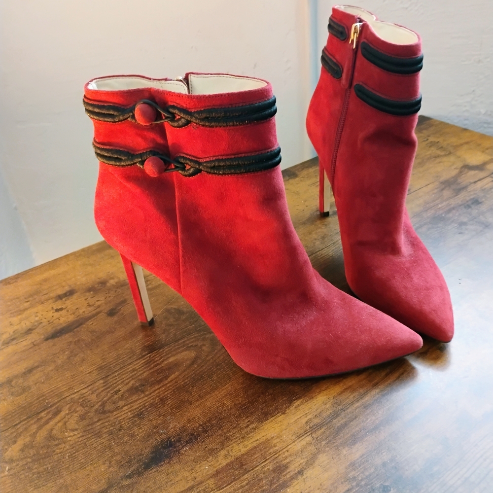 Nine West Red Suede Heeled Boots